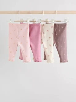 Broeken En Leggings*Next Roze/bruin/hart - Verpakking van 4 babyleggings (0 mnd -2 jr)