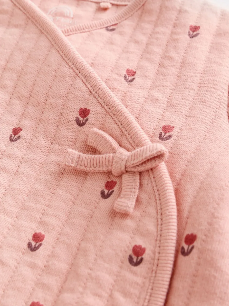 Babypakjes En Babypyjama's|Next Roze/crème - Quilted Baby Sleepsuits 2 Pack