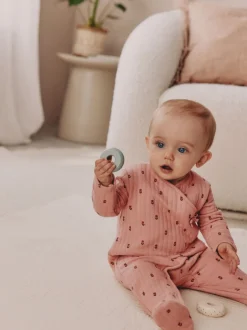 Babypakjes En Babypyjama's|Next Roze/crème - Quilted Baby Sleepsuits 2 Pack