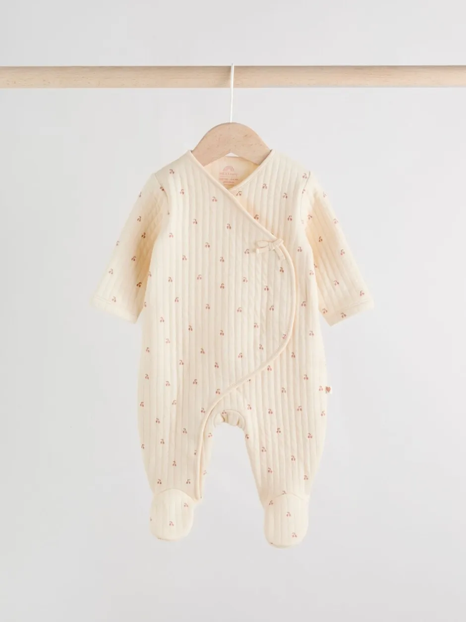 Babypakjes En Babypyjama's|Next Roze/crème - Quilted Baby Sleepsuits 2 Pack
