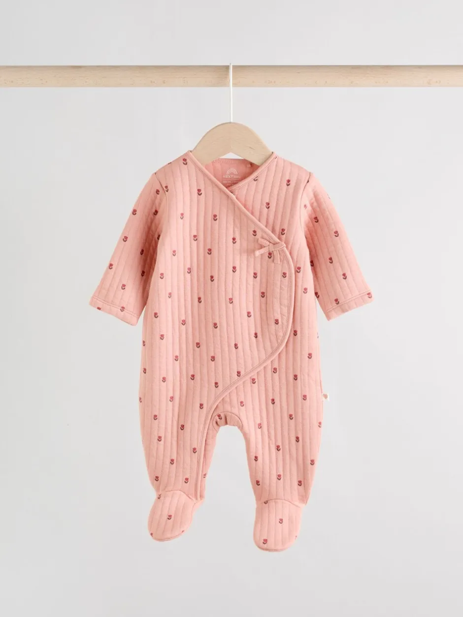 Babypakjes En Babypyjama's|Next Roze/crème - Quilted Baby Sleepsuits 2 Pack