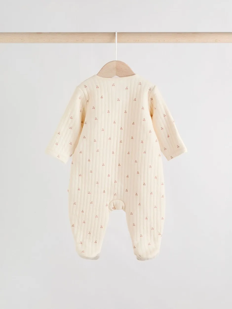 Babypakjes En Babypyjama's|Next Roze/crème - Quilted Baby Sleepsuits 2 Pack