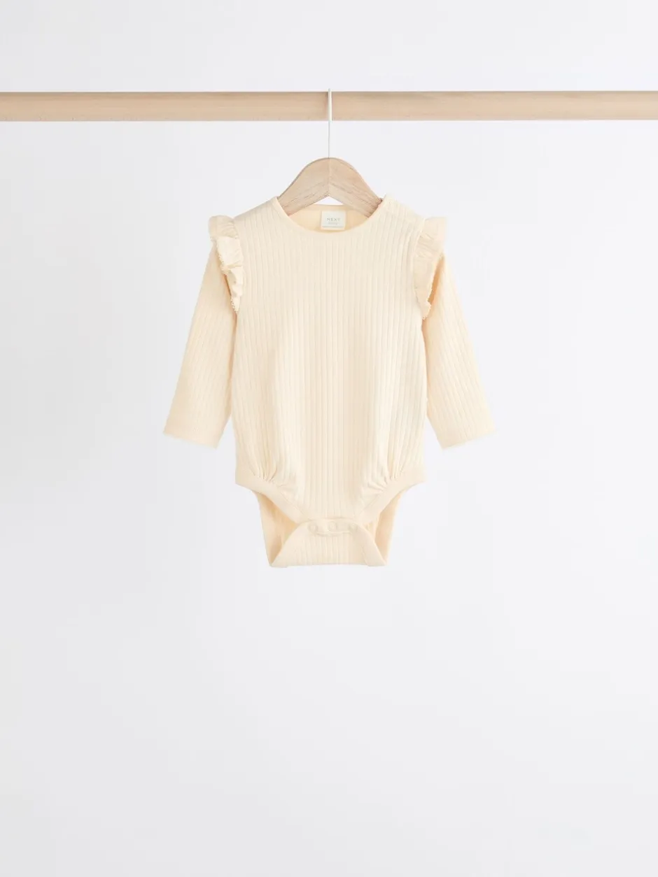 Rompertjes En Hemdjes*Next - Verpakking van 4 babyrompers met lange mouwen en ruches (0mnd-2jr) Roze/crème