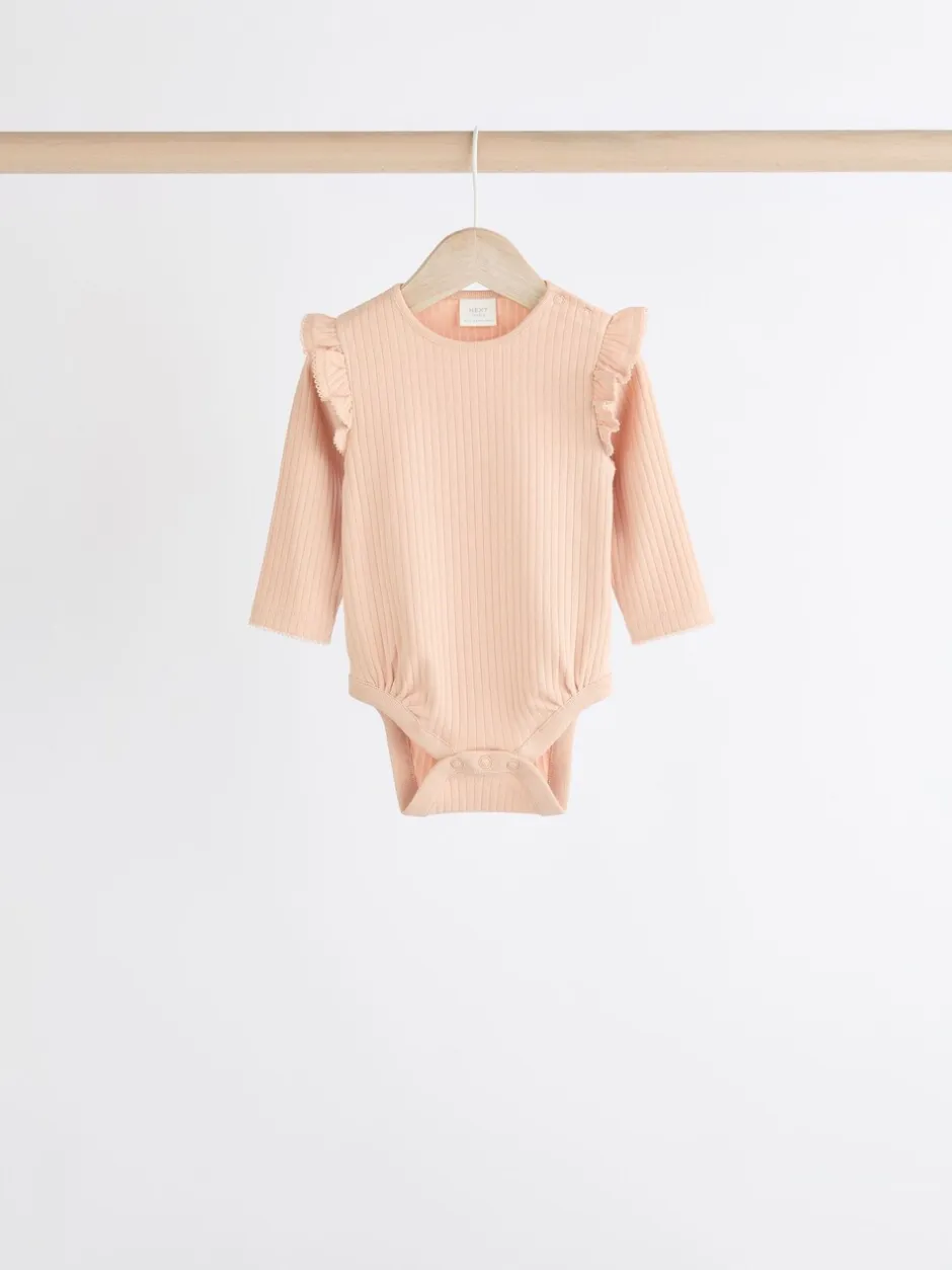 Rompertjes En Hemdjes*Next - Verpakking van 4 babyrompers met lange mouwen en ruches (0mnd-2jr) Roze/crème