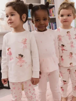 Multipacks|Nachtkleding En Pyjama's*Next Roze/crème ballerina - Knus pyjama met lange mouwen 3 Pack (9maanden -12jaar)