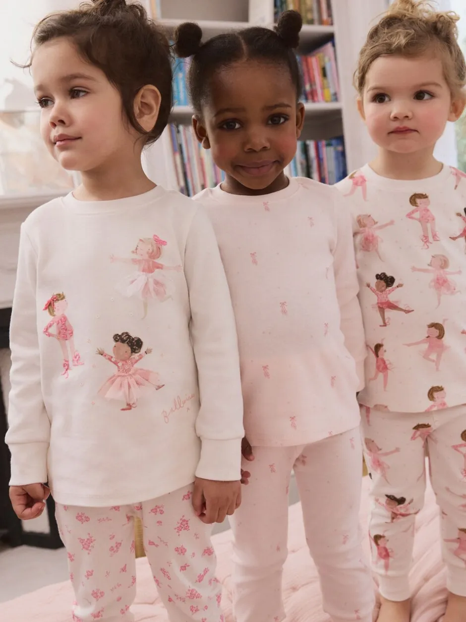 Multipacks|Nachtkleding En Pyjama's*Next Roze/crème ballerina - Knus pyjama met lange mouwen 3 Pack (9maanden -12jaar)