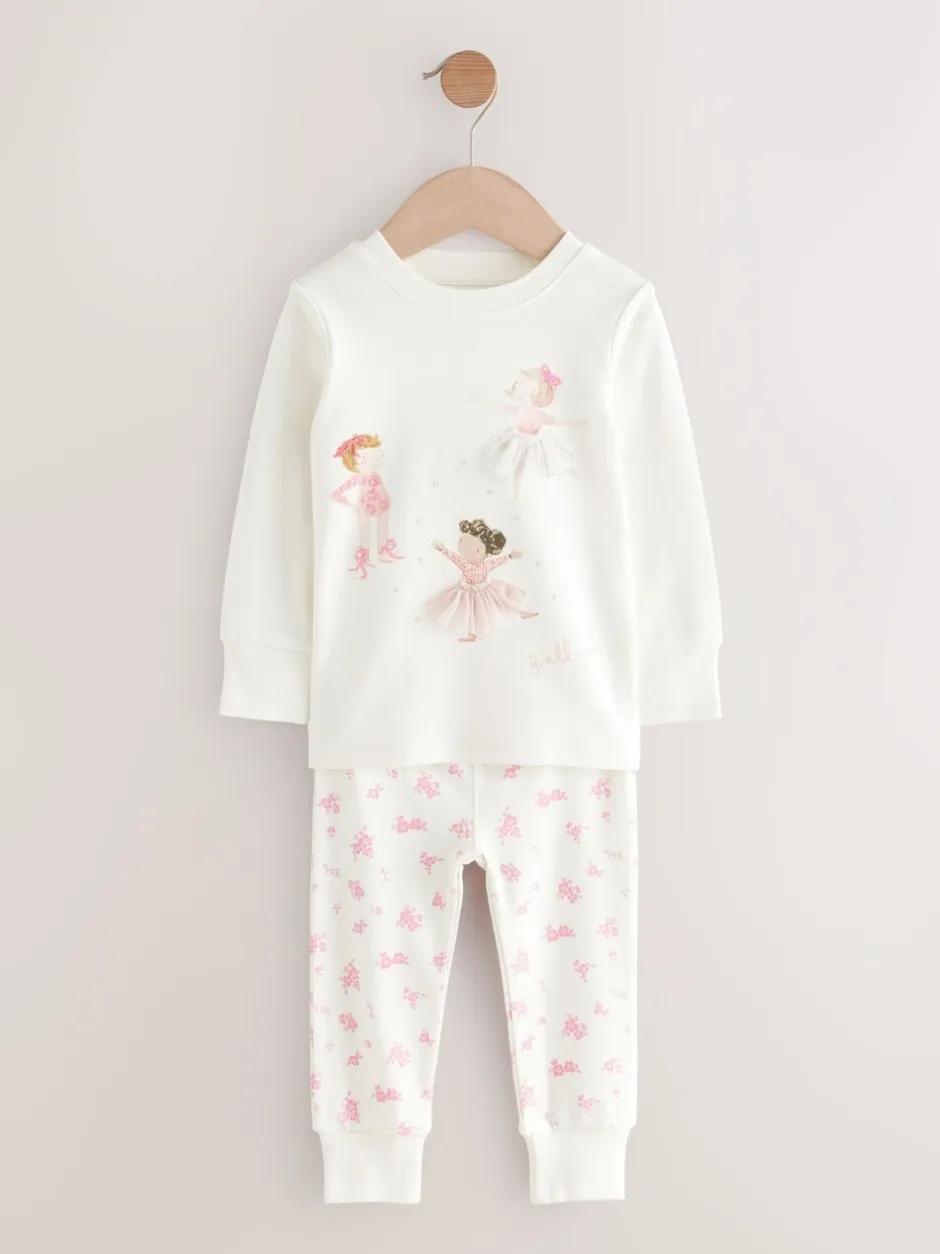 Multipacks|Nachtkleding En Pyjama's*Next Roze/crème ballerina - Knus pyjama met lange mouwen 3 Pack (9maanden -12jaar)