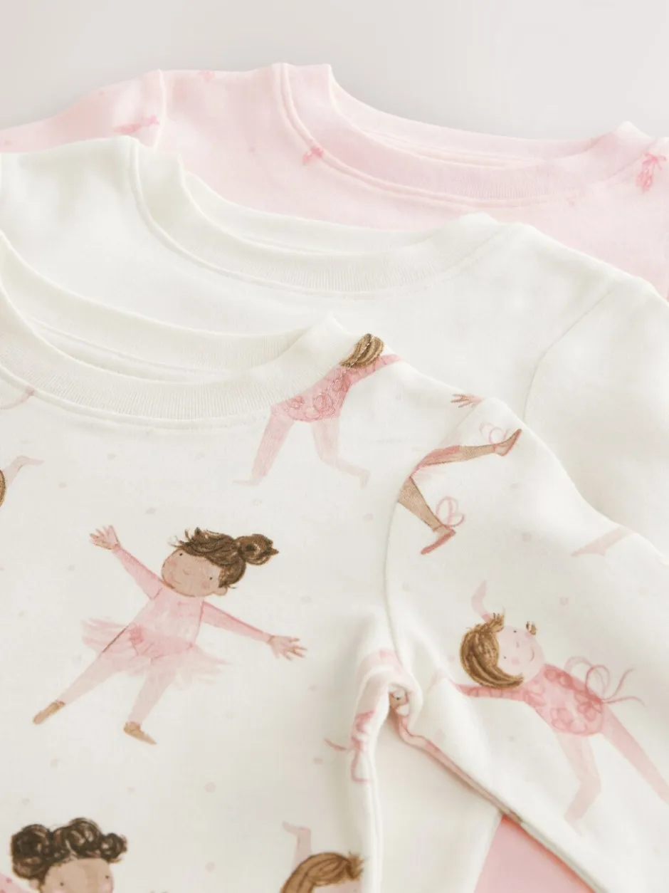 Multipacks|Nachtkleding En Pyjama's*Next Roze/crème ballerina - Knus pyjama met lange mouwen 3 Pack (9maanden -12jaar)