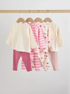 Tops|Tops|Next Roze/crème bloem - Baby set van top met Lange mouwen en Leggings 8 Pieces (0mnd -2jr)