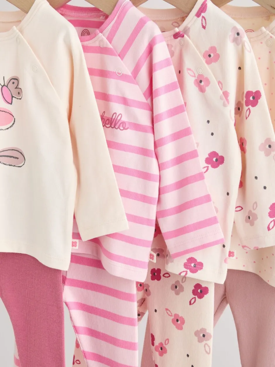 Tops|Tops|Next Roze/crème bloem - Baby set van top met Lange mouwen en Leggings 8 Pieces (0mnd -2jr)