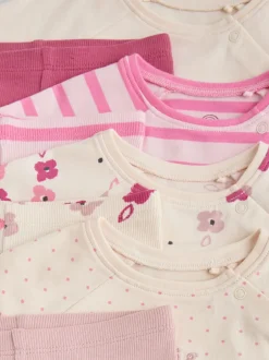 Tops|Tops|Next Roze/crème bloem - Baby set van top met Lange mouwen en Leggings 8 Pieces (0mnd -2jr)