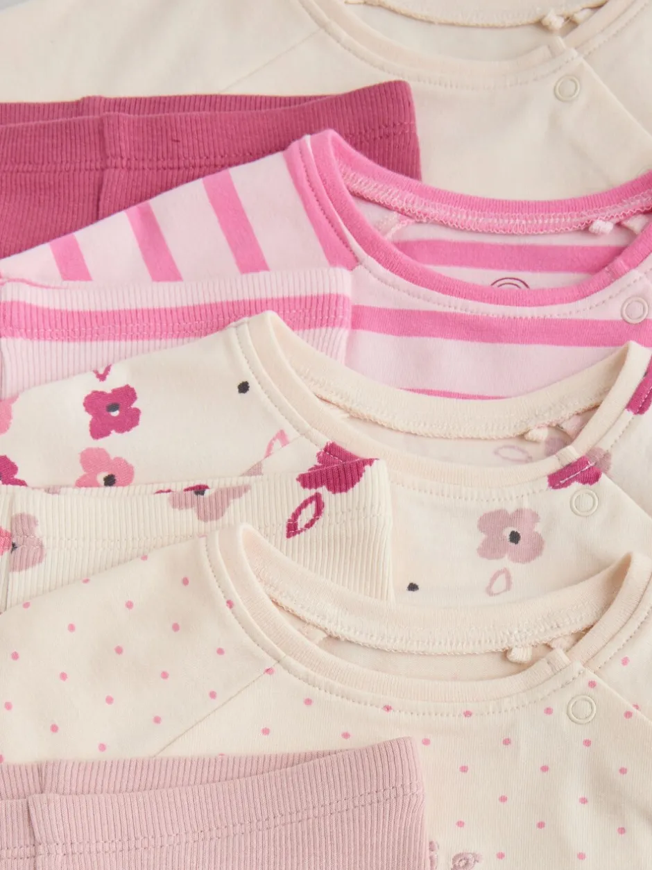 Tops|Tops|Next Roze/crème bloem - Baby set van top met Lange mouwen en Leggings 8 Pieces (0mnd -2jr)