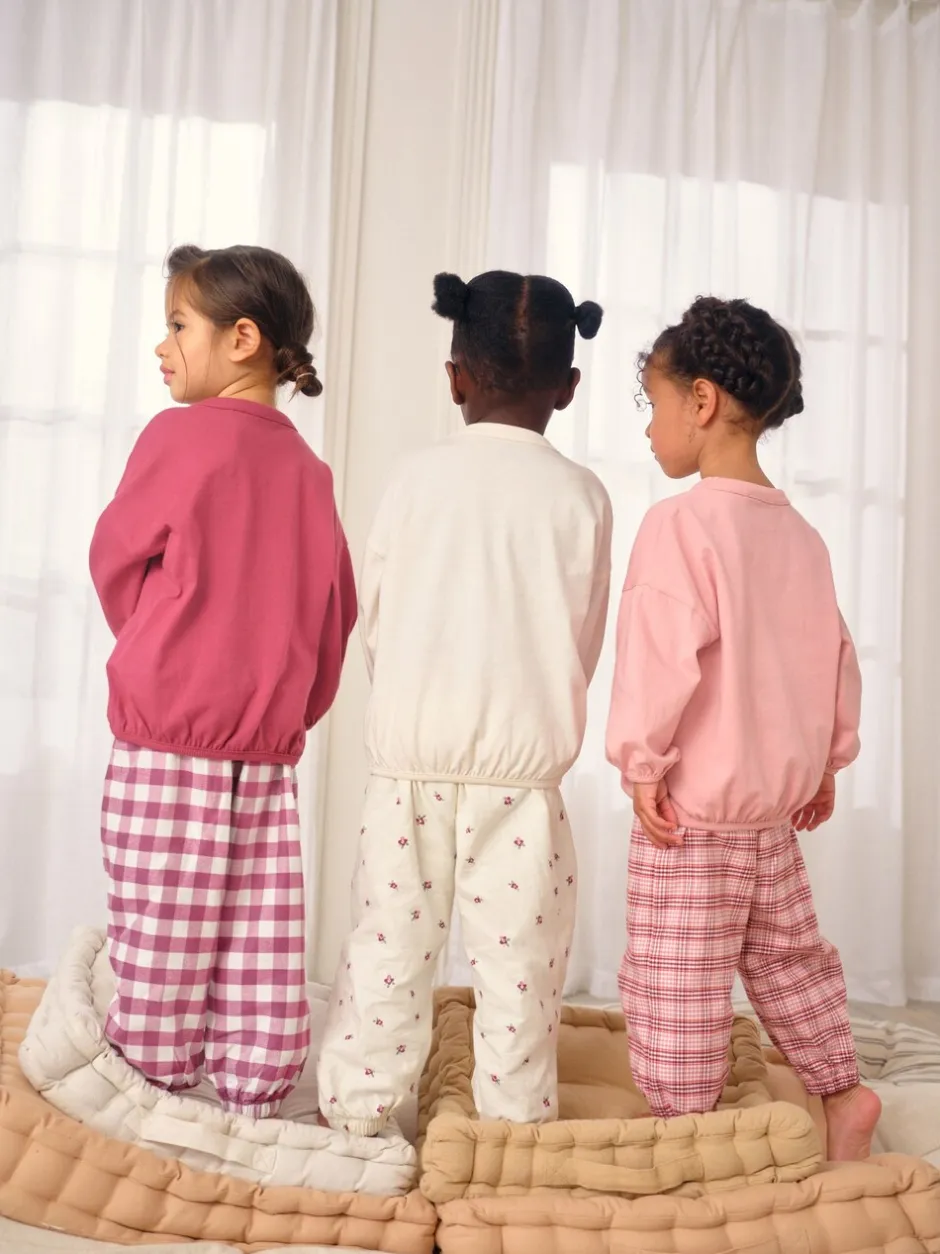 Nachtkleding En Pyjama's|Pyjama's*Next Roze/crème geruit - Verpakking van 3 pyjama's met geweven broek (9 mnd - 10 jr)