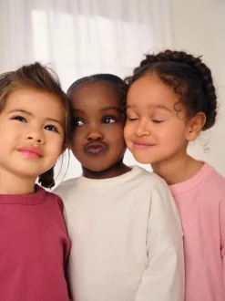 Nachtkleding En Pyjama's|Pyjama's*Next Roze/crème geruit - Verpakking van 3 pyjama's met geweven broek (9 mnd - 10 jr)