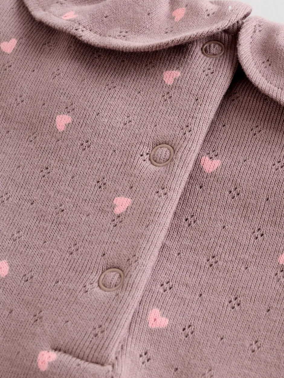 Rompertjes En Hemdjes*Next - Verpakking van 4 babyrompers met lange mouwen en ruches (0mnd-2jr) Roze/crème/bruin met fijne bloemetjesprint