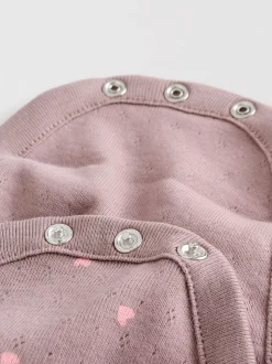 Rompertjes En Hemdjes*Next - Verpakking van 4 babyrompers met lange mouwen en ruches (0mnd-2jr) Roze/crème/bruin met fijne bloemetjesprint