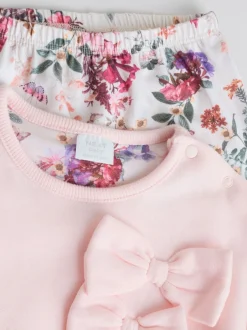 Truien En Breisels|Sets En Outfits|Next - Baby Strik Sweater en Leggings Set 2 Pieces (0mnd-2jr) Roze/crèmekleurig met bloemenprint