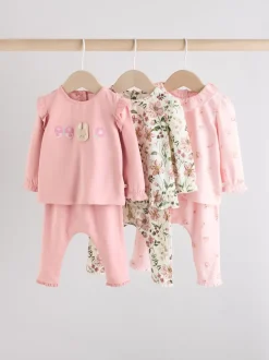 Tops|Sets En Combisets|Next Roze/crème/konijnfiguur - 6 -delige set van top met lange mouwen en leggings (0mnd -3jr)