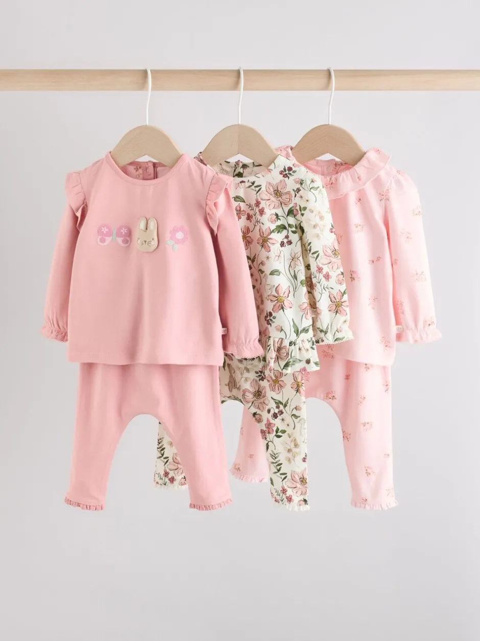Tops|Sets En Combisets|Next Roze/crème/konijnfiguur - 6 -delige set van top met lange mouwen en leggings (0mnd -3jr)