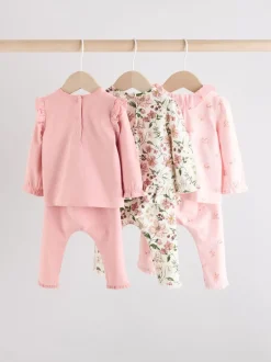 Tops|Sets En Combisets|Next Roze/crème/konijnfiguur - 6 -delige set van top met lange mouwen en leggings (0mnd -3jr)