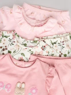 Tops|Sets En Combisets|Next Roze/crème/konijnfiguur - 6 -delige set van top met lange mouwen en leggings (0mnd -3jr)