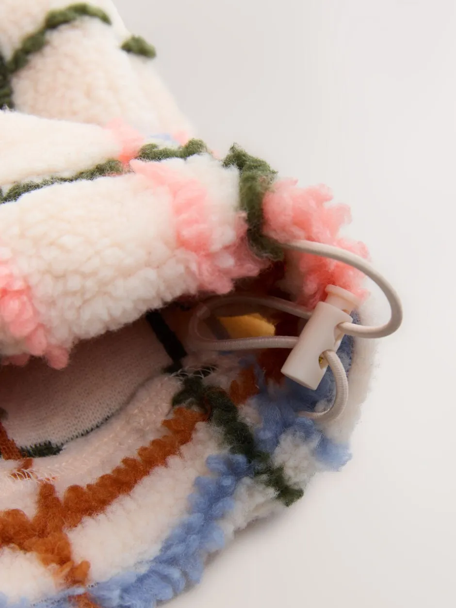Hoody's En Sweatshirts|Next Roze/ecru geruit - Soft Touch Knusse Teddy Borg Kwartrondrits Fleece