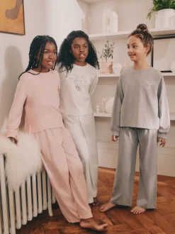 Nachtkleding En Pyjama's|Pyjama's|Next Roze/ecru/grijs - Wide Leg Pyjamas 3 Pack (3-16yrs)