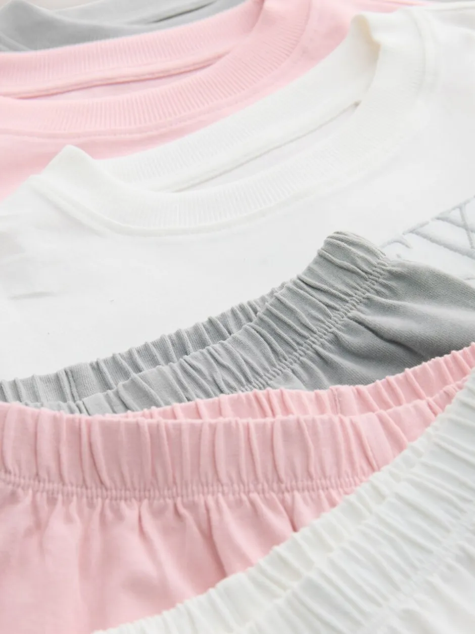 Nachtkleding En Pyjama's|Pyjama's|Next Roze/ecru/grijs - Wide Leg Pyjamas 3 Pack (3-16yrs)