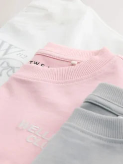Nachtkleding En Pyjama's|Pyjama's|Next Roze/ecru/grijs - Wide Leg Pyjamas 3 Pack (3-16yrs)