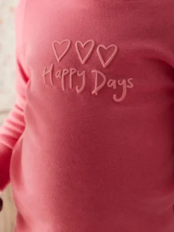 Multipacks|Nachtkleding En Pyjama's|Next - Verpakking van 3 knusse pyjama's met print (9 mnd - 12 jr) Roze/geel met slogan