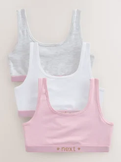 Alle Ondergoed*Next Roze/grijs - Set van 3 crop tops met diepe ronde hals (5 - 16 jr)