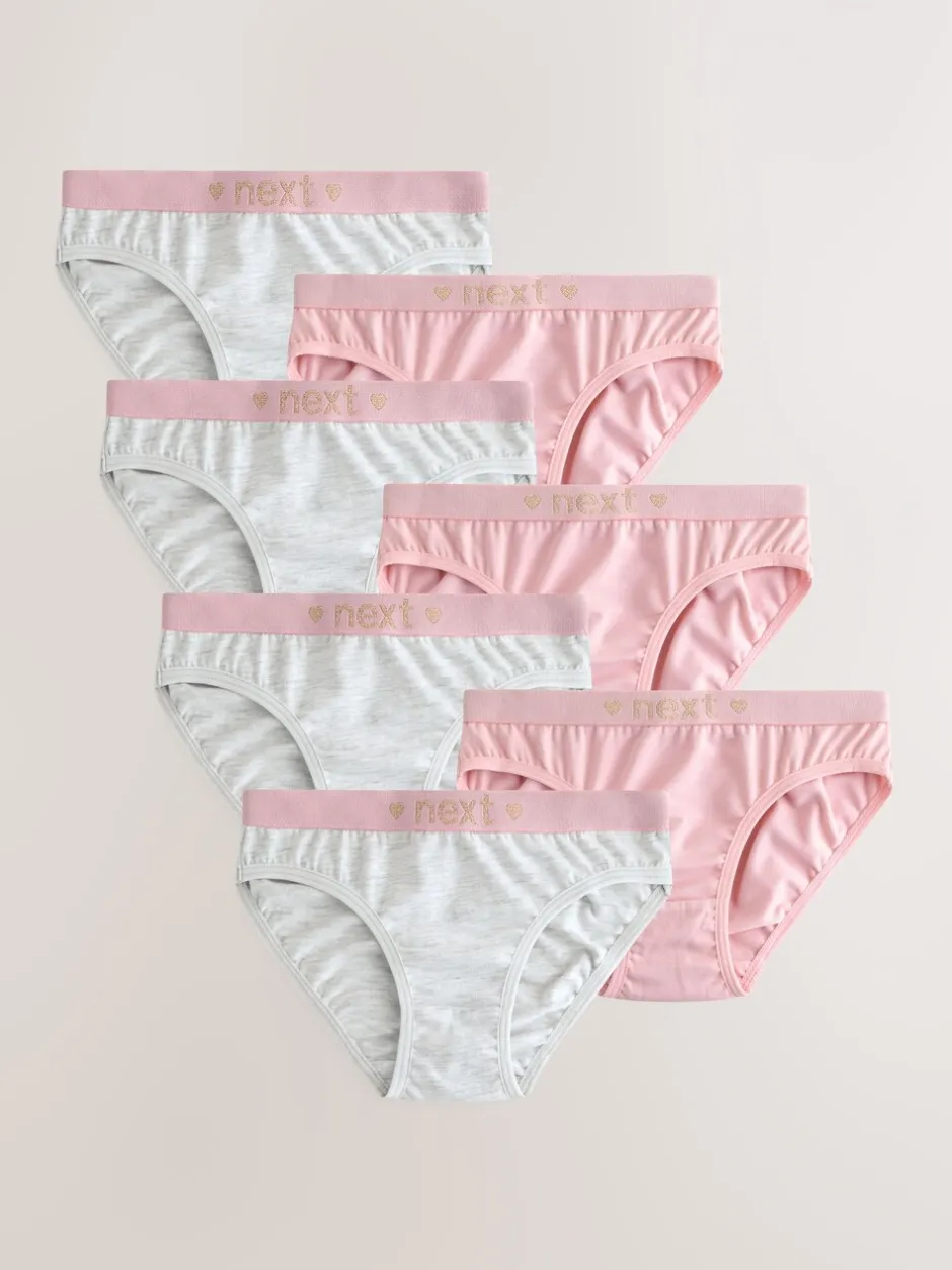 Alle Ondergoed|Next - Verpakking van 7 bikinibroekjes (5-16 jr) Roze/grijs