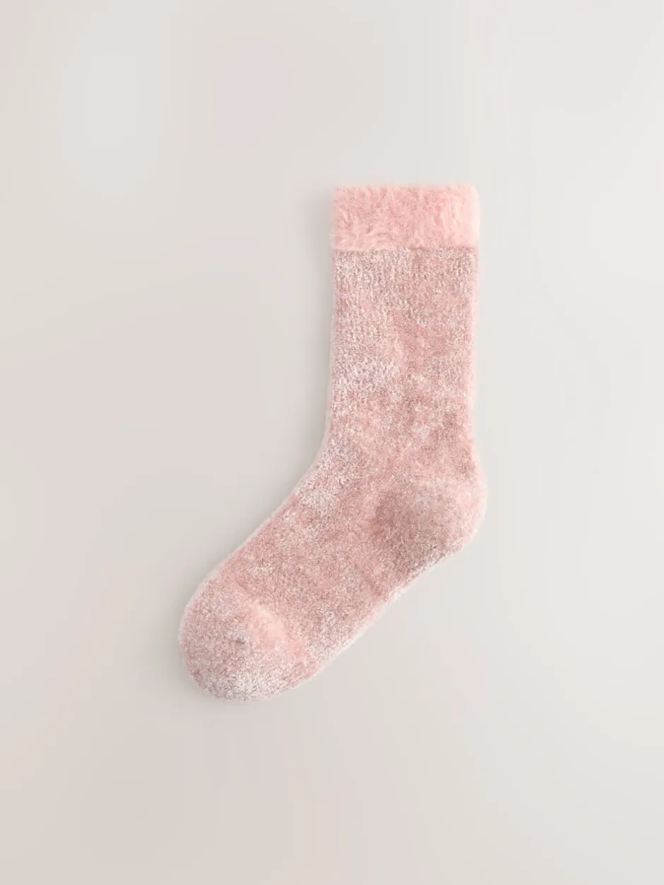 Sokken En Panty's*Next - 2 paar knusse fluwelen sokken Roze/grijs met glans