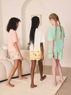 Nachtkleding En Pyjama's|Pyjama's|Next Roze/groen met bloemenprint - Set van 3 pyjama's met short (3-16 jr)