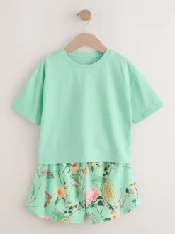 Nachtkleding En Pyjama's|Pyjama's|Next Roze/groen met bloemenprint - Set van 3 pyjama's met short (3-16 jr)