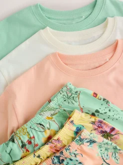 Nachtkleding En Pyjama's|Pyjama's|Next Roze/groen met bloemenprint - Set van 3 pyjama's met short (3-16 jr)