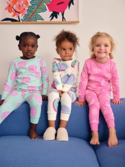 Multipacks|Nachtkleding En Pyjama's*Next Roze/Groene glimlach - Verpakking van 3 knusse pyjama's (9 mnd-12 jr)