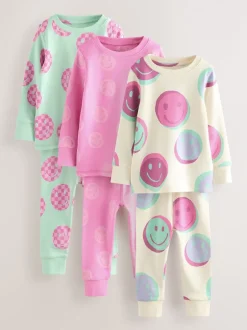 Multipacks|Nachtkleding En Pyjama's*Next Roze/Groene glimlach - Verpakking van 3 knusse pyjama's (9 mnd-12 jr)