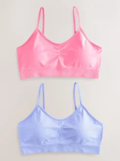 Alle Ondergoed|Next - Naadloze Cropped Tops 2 Pack met uitneembare, licht gewatteerde cups (7-16jaar) Roze/lila