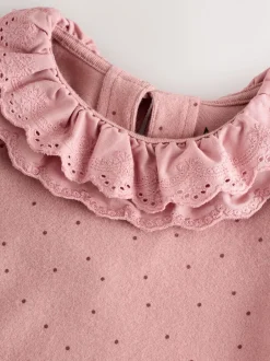 Tops|T-Shirts|Next - Geborduurde tops met lange mouwen (3mnd -7jr) Roze/naturel