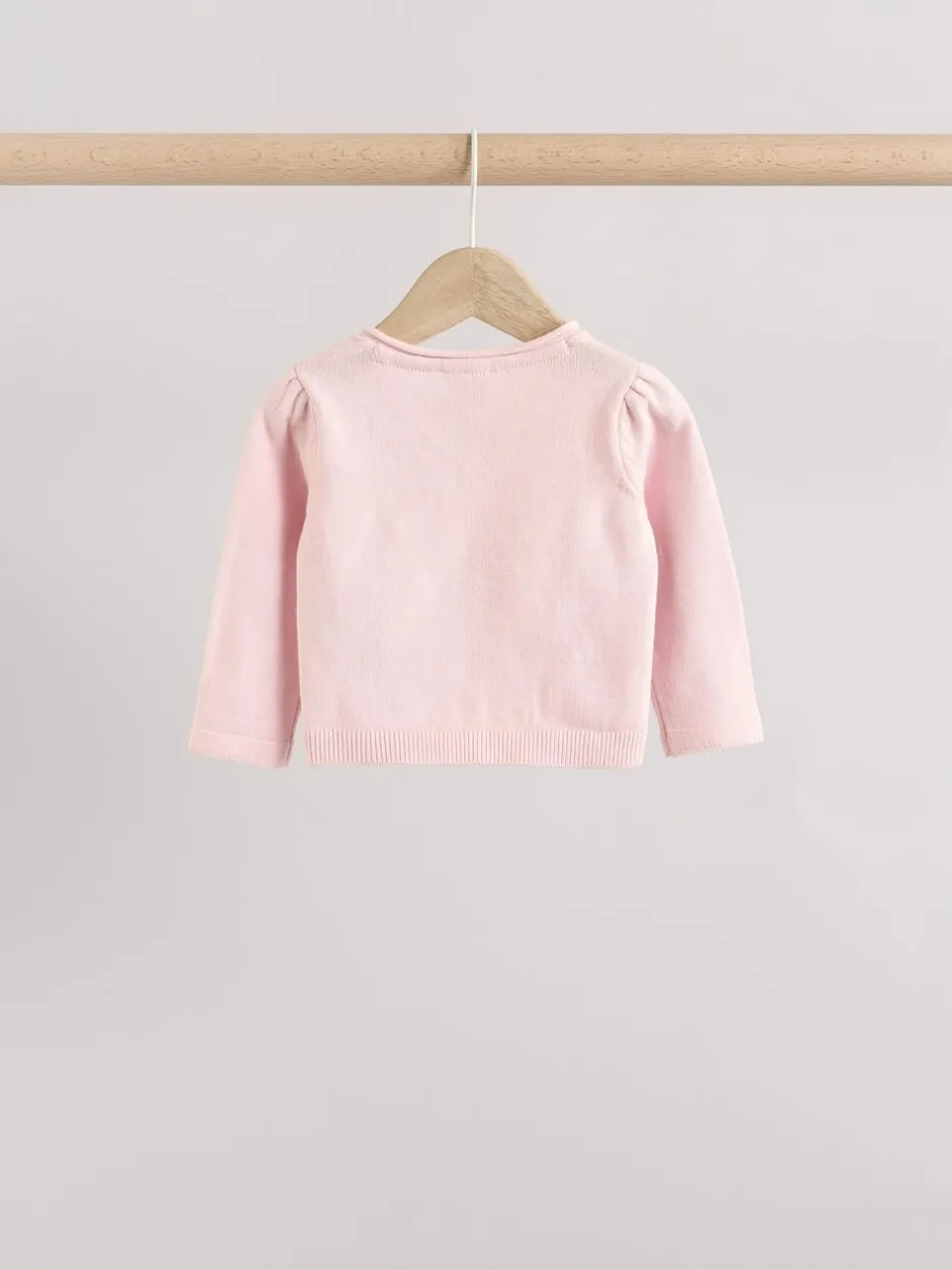 Gebreide Kleding|Next Roze/naturel - Verpakking van 2 100% katoenen vesten (0 mnd - 3 jr)