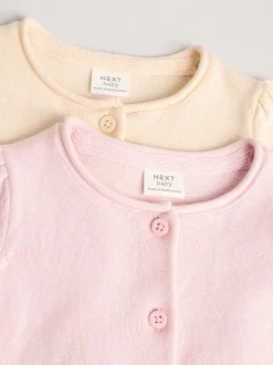 Gebreide Kleding|Next Roze/naturel - Verpakking van 2 100% katoenen vesten (0 mnd - 3 jr)