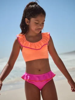 Badkleding*Next Roze/oranje - Bikini met ruches (3-16jaar)