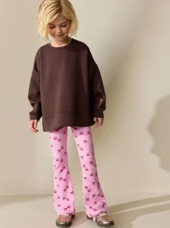 Broeken En Leggings|Next Roze/rode kers - Geribde uitlopende legging (3-16 jr)