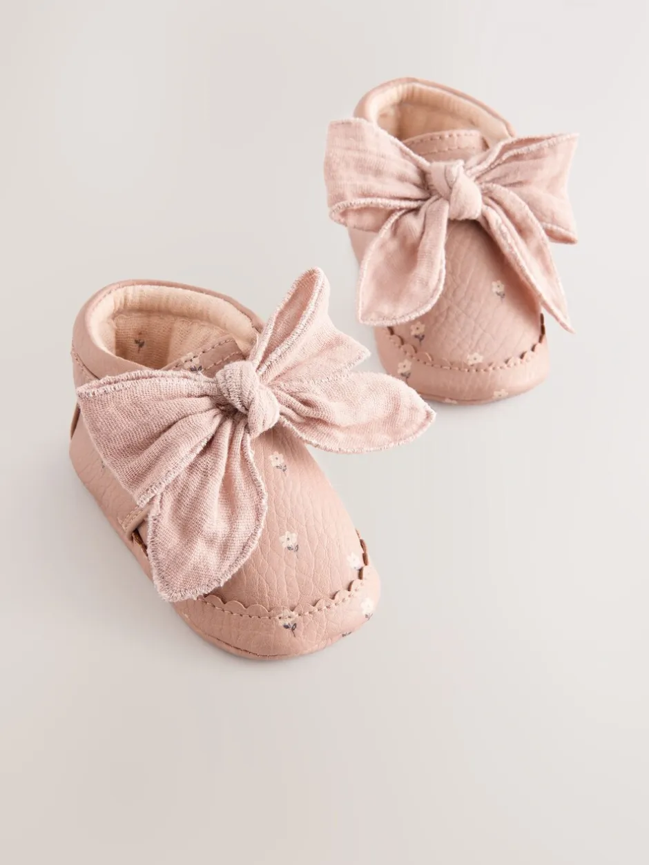 Boots*Next - Babylaarzen met bloemenprint (0-18 mnd) Roze-roestbruin