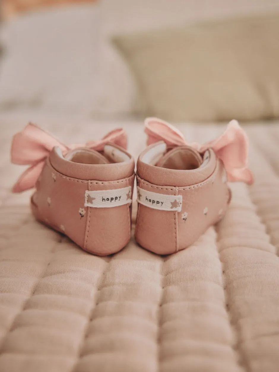 Boots*Next - Babylaarzen met bloemenprint (0-18 mnd) Roze-roestbruin