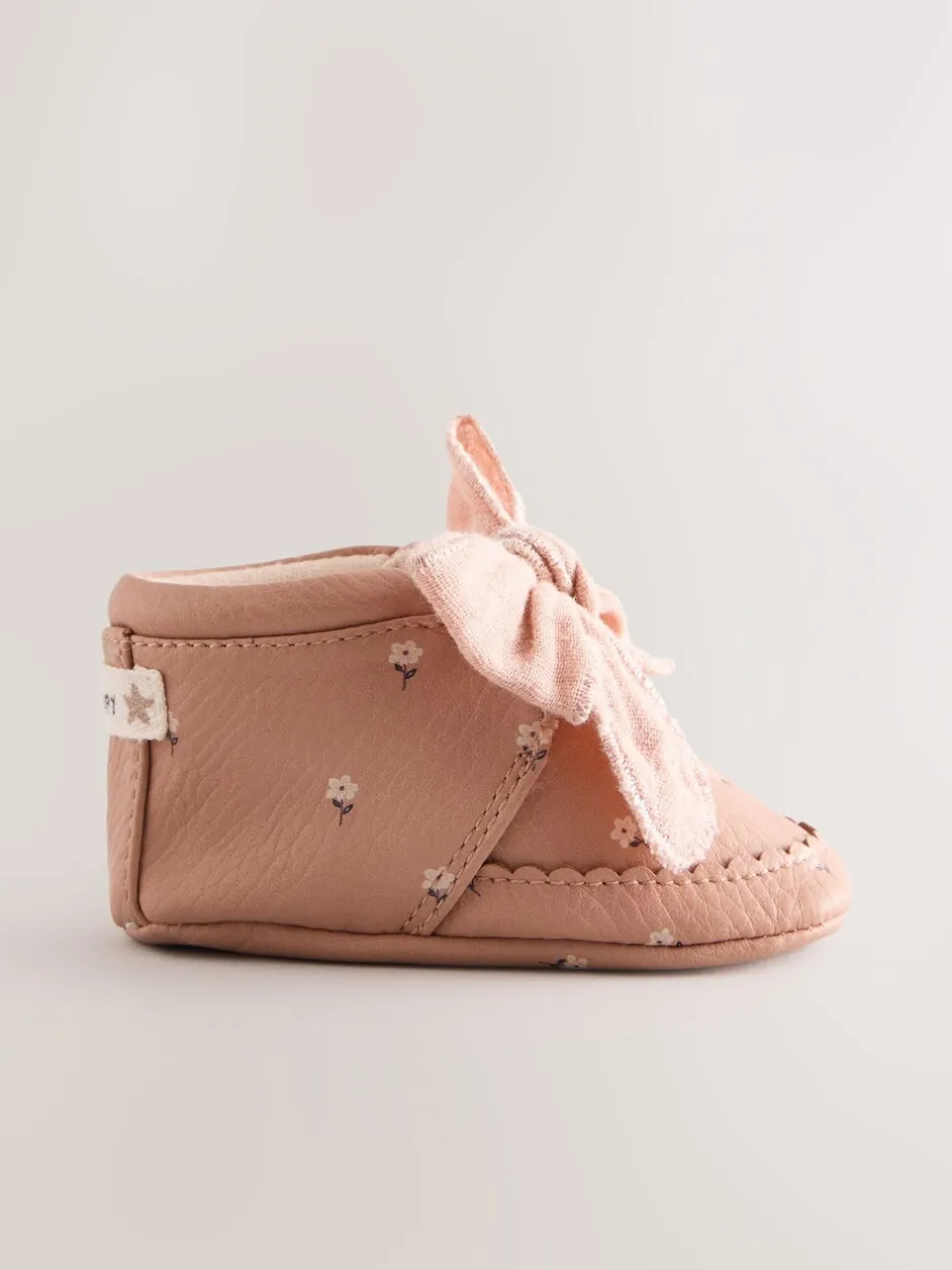 Boots*Next - Babylaarzen met bloemenprint (0-18 mnd) Roze-roestbruin