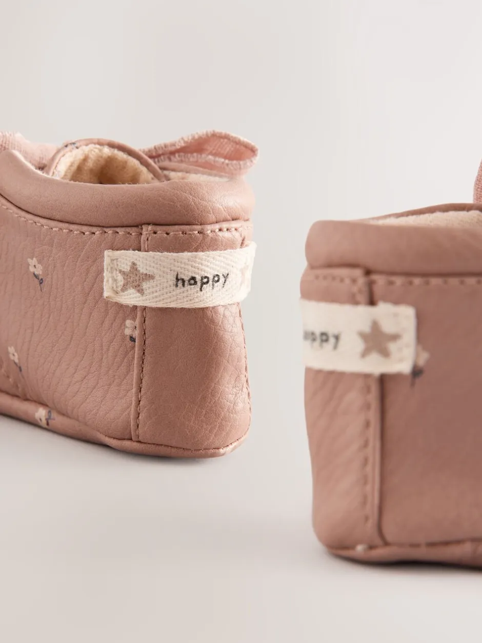 Boots*Next - Babylaarzen met bloemenprint (0-18 mnd) Roze-roestbruin