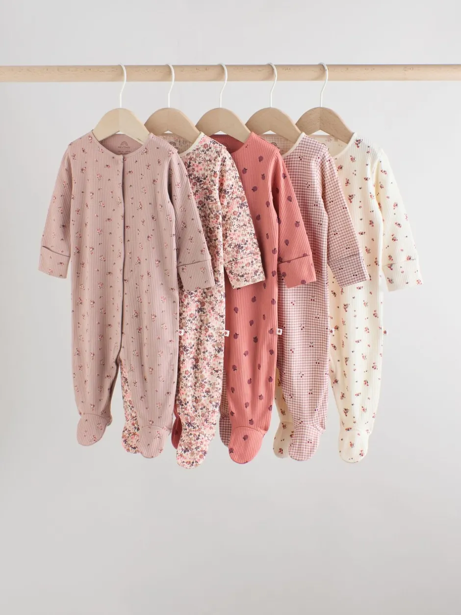 Babypakjes En Babypyjama's*Next Roze/roestbruin met fijne bloemenprint - Set van 5 babypyjama's (0-2jr)
