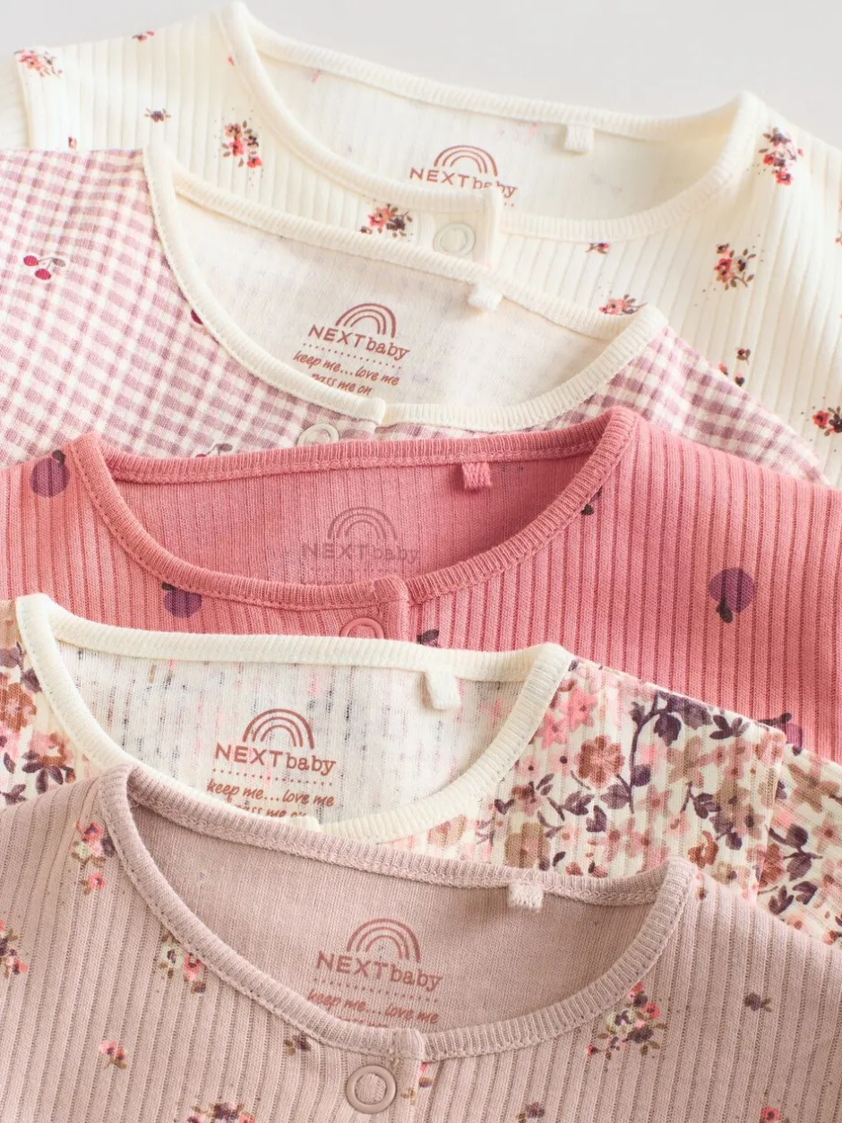 Babypakjes En Babypyjama's*Next Roze/roestbruin met fijne bloemenprint - Set van 5 babypyjama's (0-2jr)